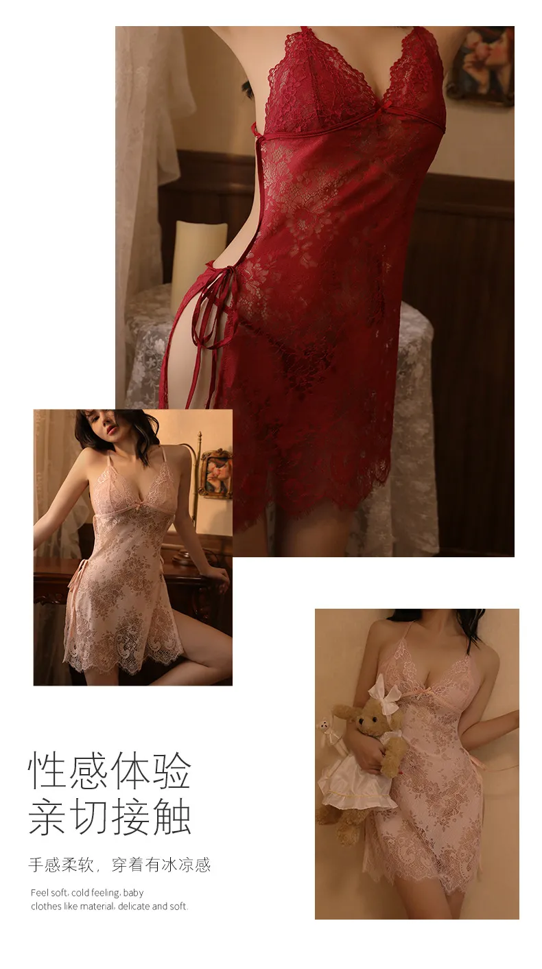 Backless Lace Babydoll (Wine Red) (TY06/WR) - Sexy Lingerie available in the UAE view 5
