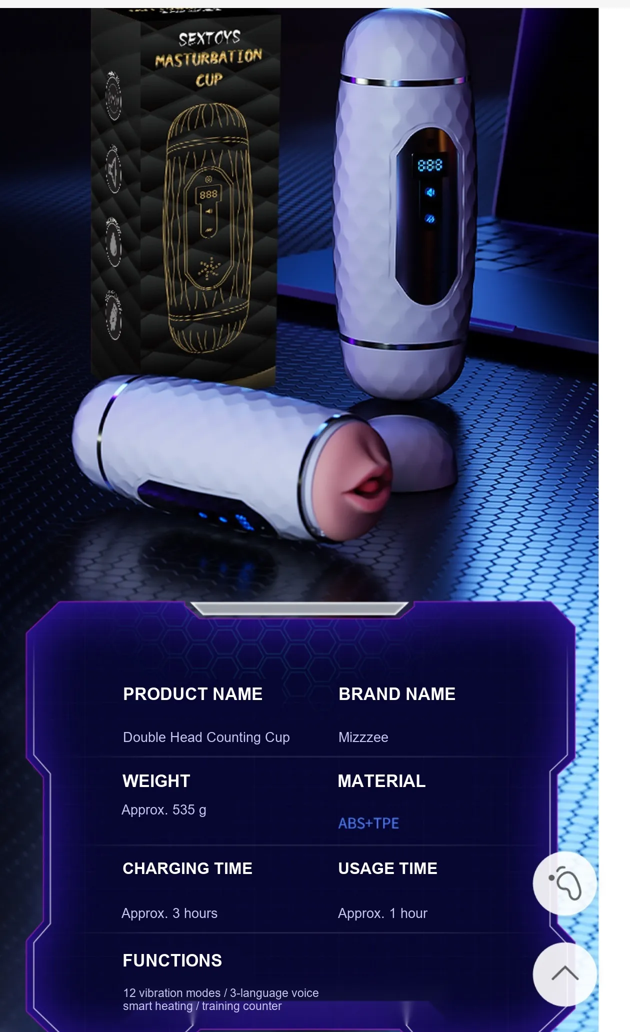 Double Head Counting Masturbator Cup (VIP05) - Male Sex Toys available in the UAE view 2