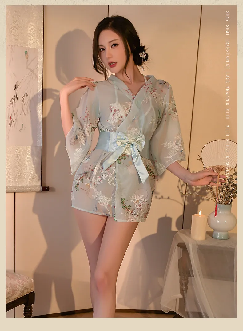 Japanese Kimono Lingerie Set (Blue) (TY15/BL) - Sexy Lingerie available in the UAE view 7