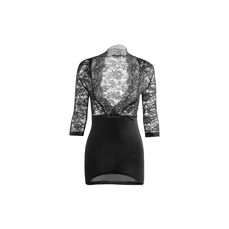 Lace Bodycon Dress (Black, Plain Stockings) (TY11) - Sexy Lingerie available in the UAE view 4
