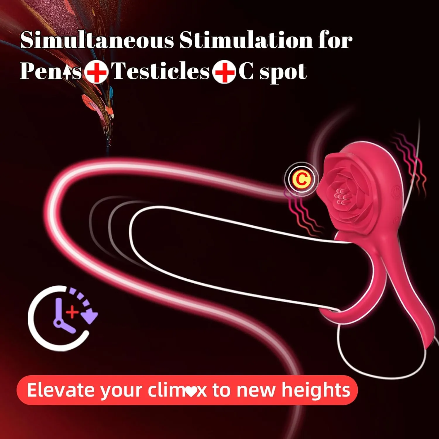 Rose Vibrating Cock Ring (YB73) - Male Sex Toys available in the UAE view 2